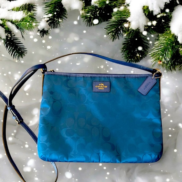 Coach Crossbody in Signature Nylon #3454 Peacock Blue - Picture 8 of 8